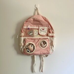 Kawaii Pink and Cream Backpack with Cute Animal Design